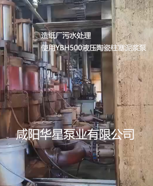 造紙廠(chǎng)污水處理使用YBH500陶瓷柱塞泥漿泵